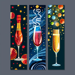 New year poster design collection. Set of banners for New Year party 