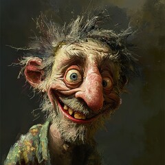 Whimsical Grotesque Character Portrait: A Digital Painting