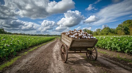 Fototapeta premium Rustic Cart with Harvest Under Beautiful Sky