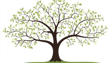 Obraz premium Full, lush tree with vibrant green leaves against a white background.