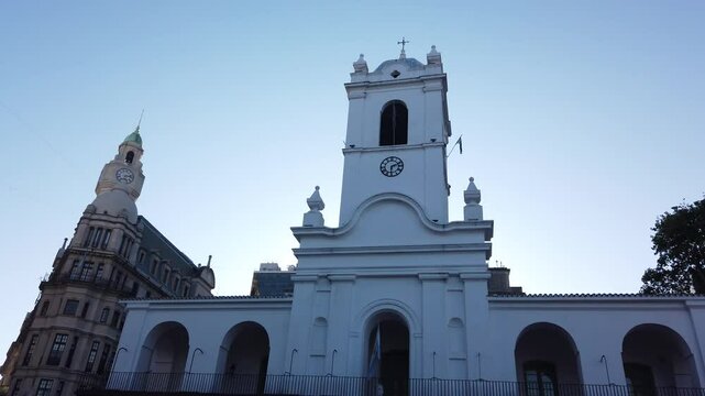 The Cabildo, colonial architecture of Buenos Aires City Argentina Slow Panoramic