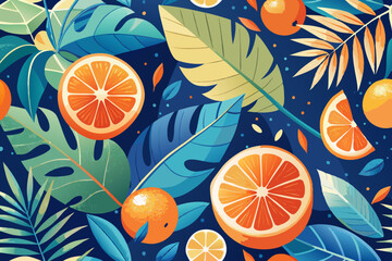 Seamless citrus fruit pattern with oranges lemons limes and grapefruits in a tropical and juicy design
