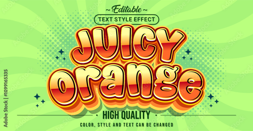 Poster editable text style effect - juicy orange text style theme.