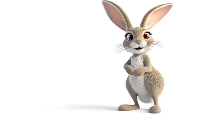 Obraz premium Cute Cartoon Bunny Rabbit D Render White Background
