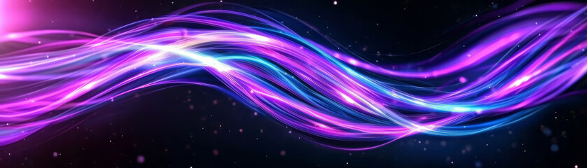 Fototapeta premium Colorful beams of light create mesmerizing wave in dark