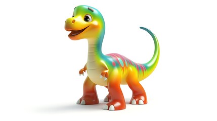 Fototapeta premium Cute Cartoon Dinosaur Colorful Prehistoric Animal D Render