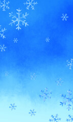 水彩風　雪の結晶の可愛い背景