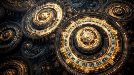 Obraz premium Intricate Gears with Golden Accents in Dark Background