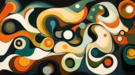 Abstract Colorful Swirls and Shapes in Modern Artwork