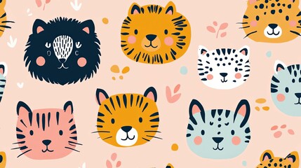 Adorable Baby Animals Seamless Pattern Design