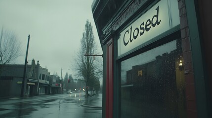 Obraz premium Closed boutique storefront with elegant window display, symbolizing the end of a day and the anticipation of a new beginning