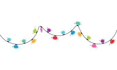 Naklejka premium Christmas Lights, Christmas Cards, Banners, Poster, Web, Festive Colorful Christmas Lights String Decoration Vector, 
