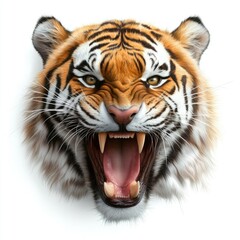 Naklejka premium Majestic tiger roaring in the wild nature scene wildlife photography intense close-up fierce beauty for nature lovers