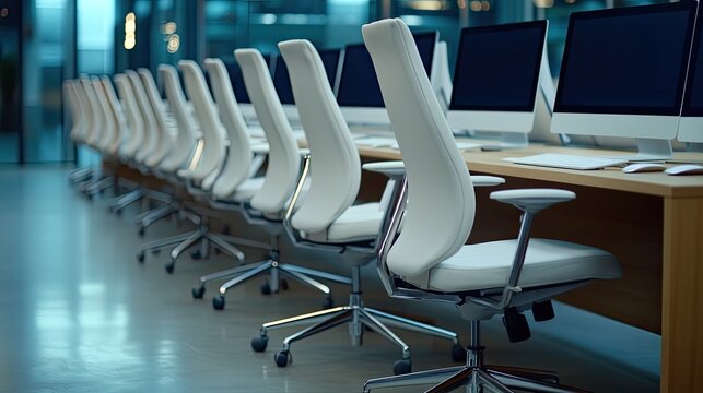 Modern workspace setup office interior design minimalistic environment contemporary view productivity concept