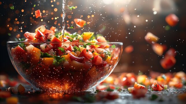 Preparing a colorful fresh salad kitchen food indoor close-up healthy eating concept