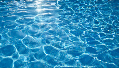 Obraz premium Crystal-clear swimming pool water, showing both the surface and underwater layers.