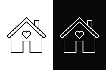 Fototapeta premium Stay Home Icon. Heart and House Symbol for Modern Designs