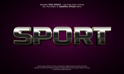 Sport luxury 3d text effect editable with graphic style