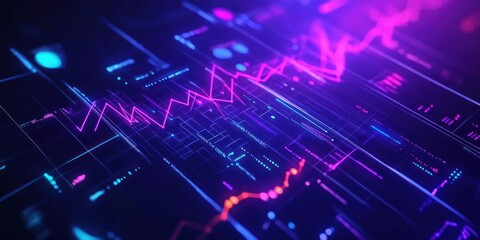 Obraz premium Abstract digital visualization of data trends and analytics in vibrant colors.