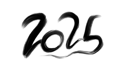 2025 snake handwritten silhouette of a curved snake forms the number 2025, isolated on a white background. Symbol of Chinese New Year 2025. illustration Wallpaper