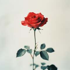 Obraz premium red rose on a green background