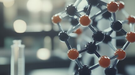 Protein structure model displayed on a digital screen, showcasing intricate molecular details and scientific research concepts.