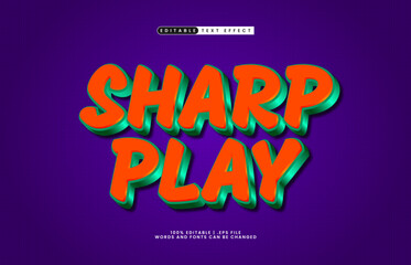 sharp play editable text effect with a kids and hero text style