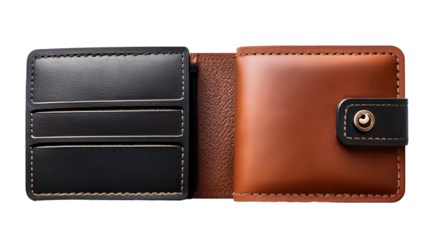 Premium Leather Wallet with Card Slots isolated on transparent background png
