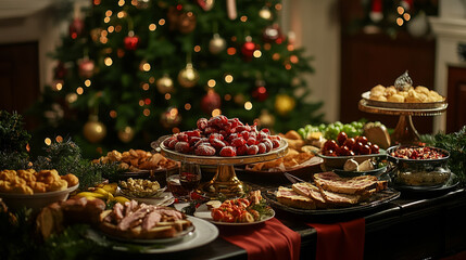 "Festive Christmas Feast with Delicious Holiday Dishes"
