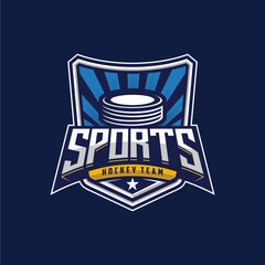Hockey tournament logo in modern minimalist style, hockey logo team