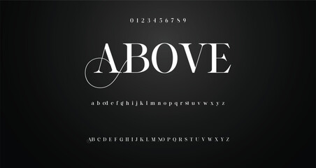Elegant Font Uppercase Lowercase And Number. Classic Lettering Minimal Fashion Designs. Typography modern serif fonts regular decorative vintage concept. vector illustration