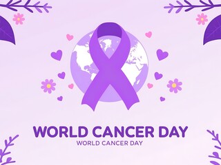 Fototapeta premium World Cancer Day Awareness Global Ribbon Support