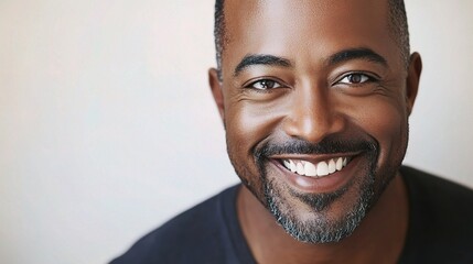 Obraz premium Happy African American Man Smiling in Bright Natural Light Headshot