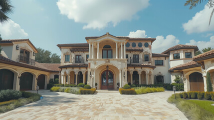 Obraz premium Mediterranean Villa with Vibrant Garden