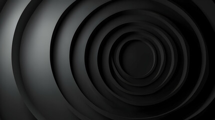 A sleek black spiral design with concentric circular layers creating a sense of depth and modern elegance.

