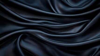 Fototapeta premium Elegant black silk fabric background, smooth, luxurious texture for design and photography