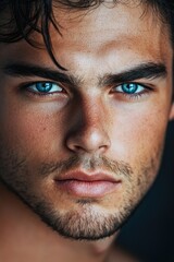 Fototapeta premium Close-up of man with blue eyes