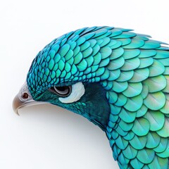 Obraz premium 2408_062.Extreme closeup of a Peacock's Crop, showcasing intricate details and textures,isolated on white background