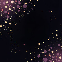 반짝이는 원들이 있는 검정색 어두운 배경