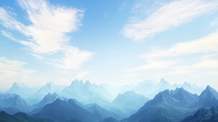 Obraz premium Majestic Mountain Peaks: Serene Skyscape with Dramatic Views of Nature's Grandeur