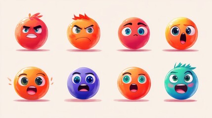 Obraz premium Colorful Emoticon Faces: A Visual Expression of Emotions