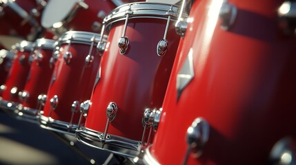 Naklejka premium Close-up of musical drum set is ready to play in a live stage programmed.