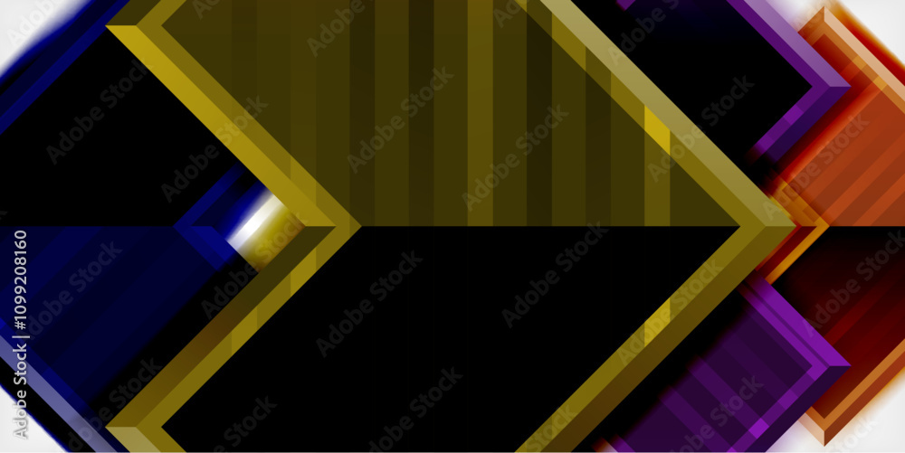 Poster Arrow symbols created with 3d effects and line texture geometric abstract background