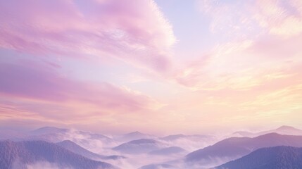 Obraz premium Tranquil Dawn Skyscape Over Rolling Hills with Soft Pastel Colors and Gentle Clouds - Ultra-Detailed Serene Countryside Sunrise Scene