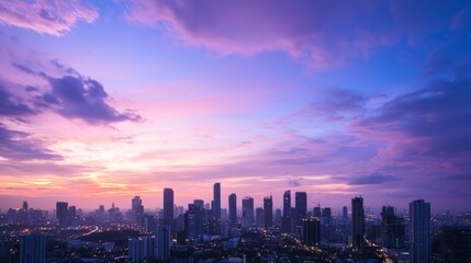 Fototapeta premium Twilight Transformation: Dynamic Cityscape merging with Nature's Canvas