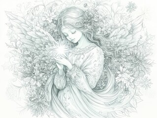 Fototapeta premium Celestial Seraph: A Winter's Grace.