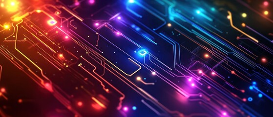 Obraz premium A colorful electronic circuit board with many small lights