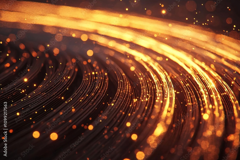 Poster a mesmerizing display of glowing particles, swirling in a dynamic flow of light and color, creating 