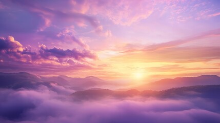 Fototapeta premium Dawn of a New Day: Surreal Skyscape with Vibrant Colors and Rolling Clouds