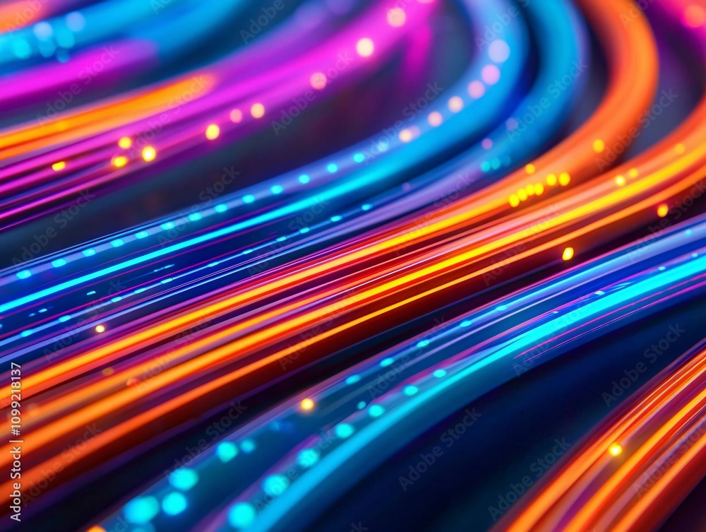 Wall mural a vibrant abstract display of colorful light trails swirling in dynamic patterns, perfect for digita